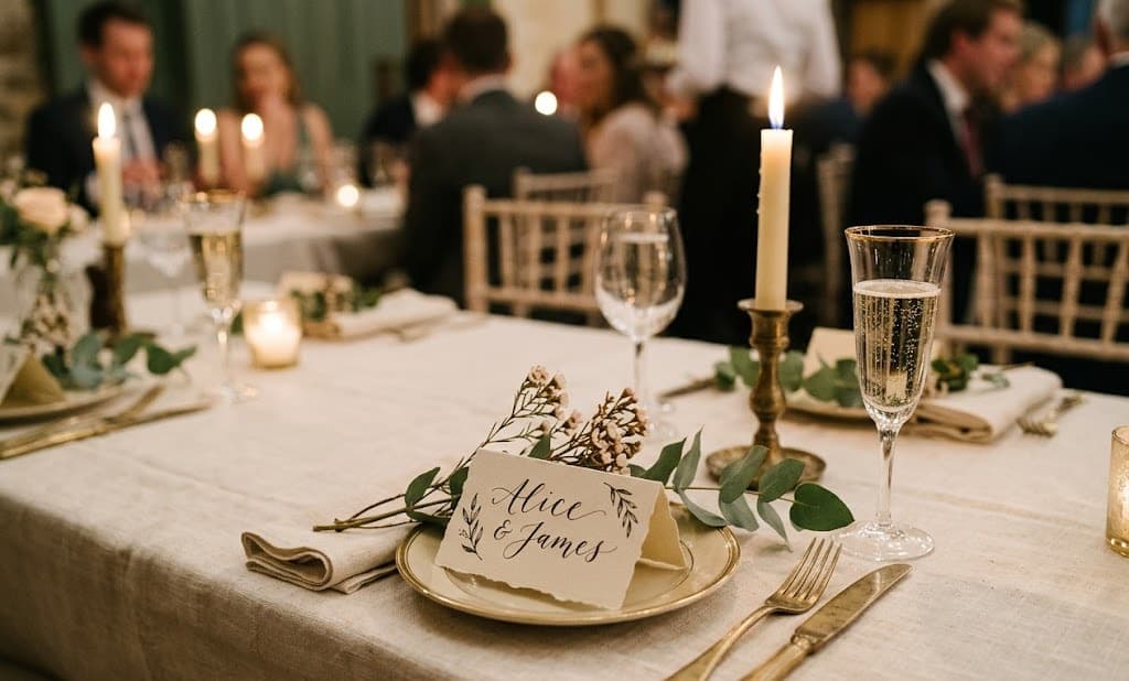 Tischdeko Schloss-Gracht-Hochzeit